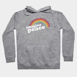 IMAGINE PEACE - Vintage Retro Rainbow Hoodie